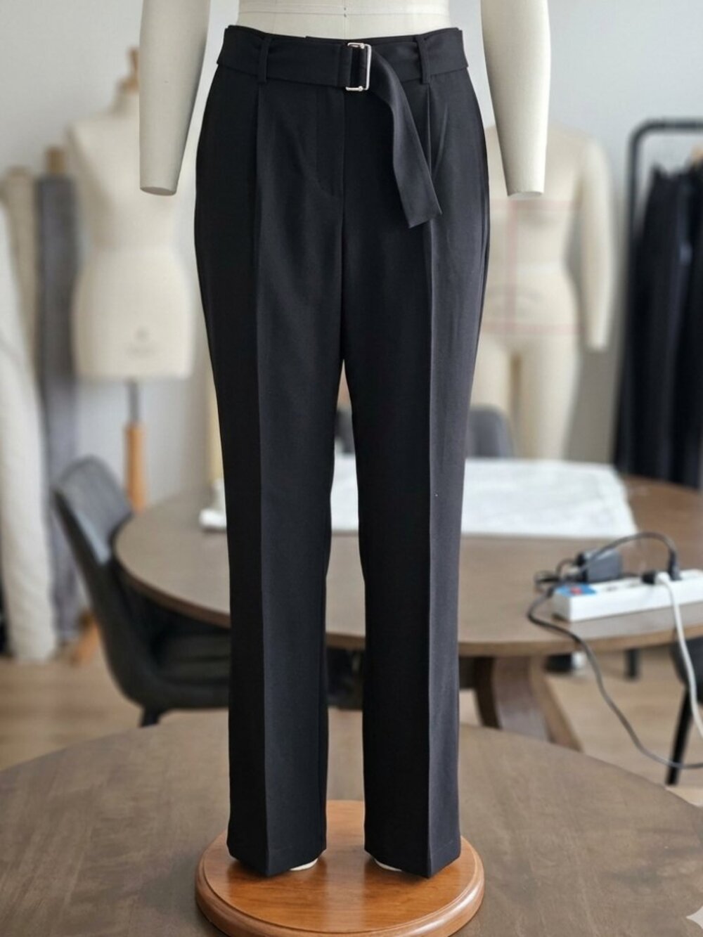 Soho Apparel Black Womens Dress Pants with Waist Tie